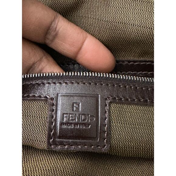 Vintage Fendi Zucca Monogram Canvas Satchel Top Handle Bag Brown Authentic - Picture 9 of 16